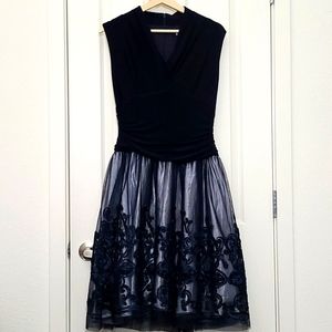 SLNY Navy Blue Evening Gown